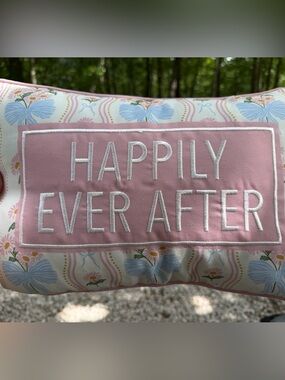 Francesca's Pink Floral Embroidered Accent Pillow